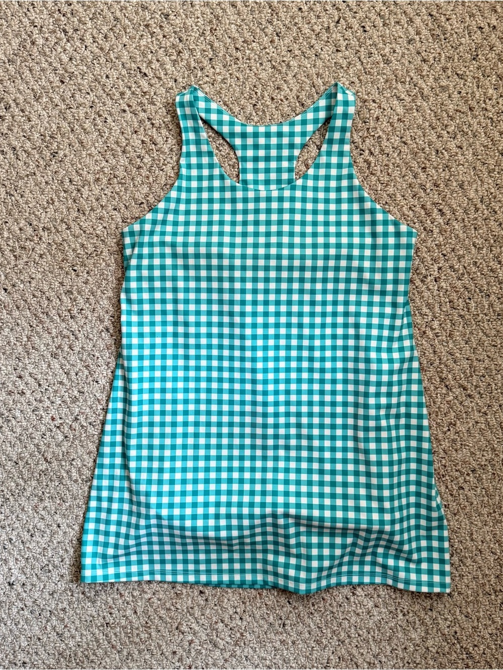 J. Crew Green Gingham Racerback Tank Athleisure Dress. Size Large.